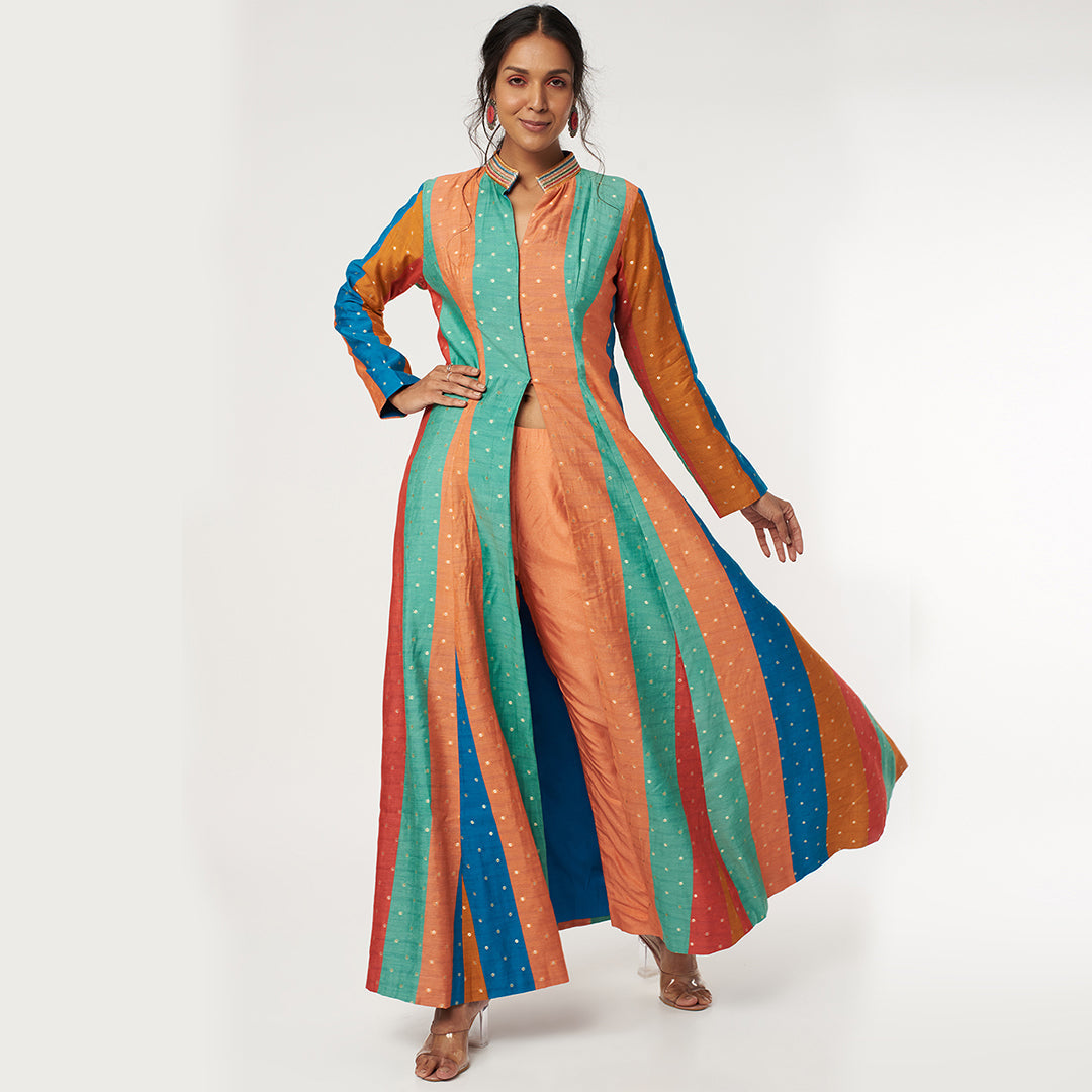 ROCADE STRIPE PRINT KURTA WITH ORANGE COLOUR PANTS