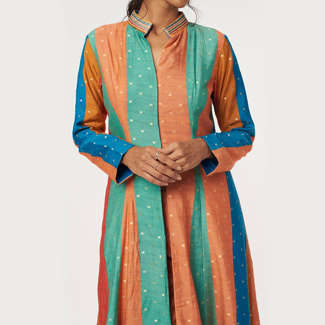 ROCADE STRIPE PRINT KURTA WITH ORANGE COLOUR PANTS