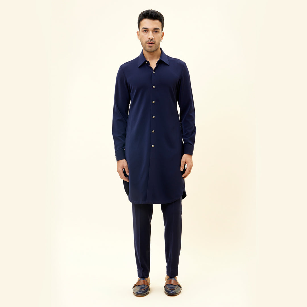 BLUE VOLVO KURTA WITH METAL BUTTONS WITH PANTS