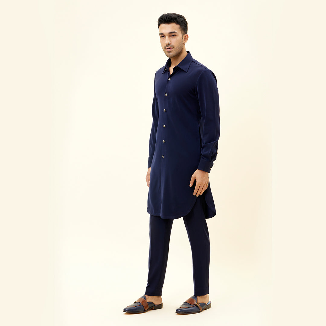 BLUE VOLVO KURTA WITH METAL BUTTONS WITH PANTS