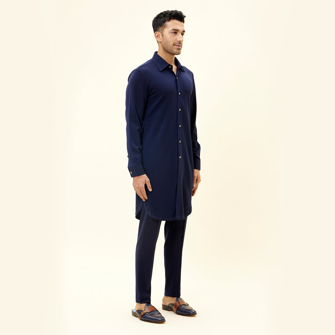 BLUE VOLVO KURTA WITH METAL BUTTONS WITH PANTS