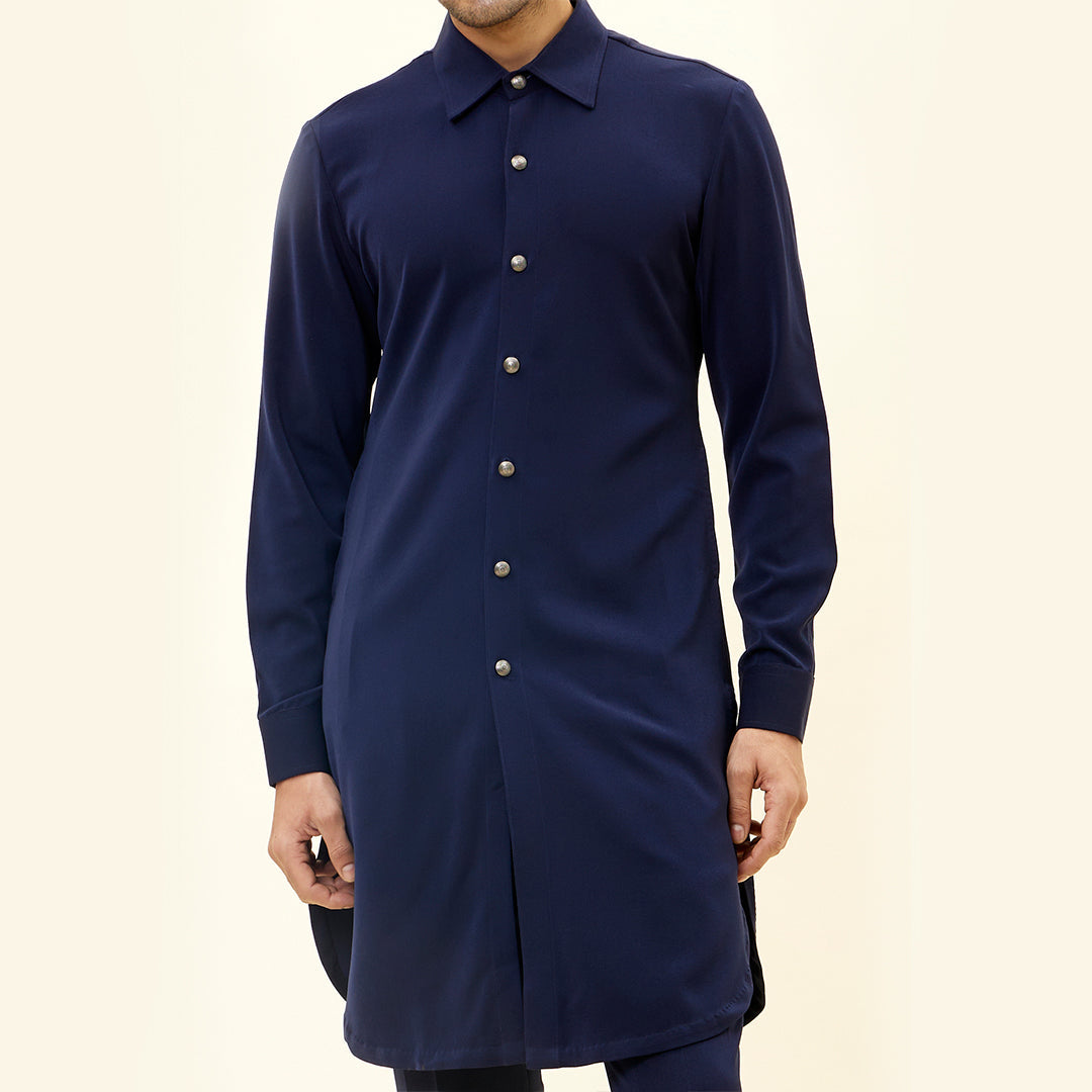 BLUE VOLVO KURTA WITH METAL BUTTONS WITH PANTS