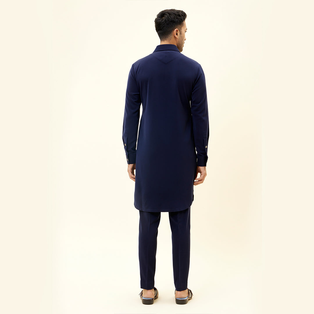 BLUE VOLVO KURTA WITH METAL BUTTONS WITH PANTS